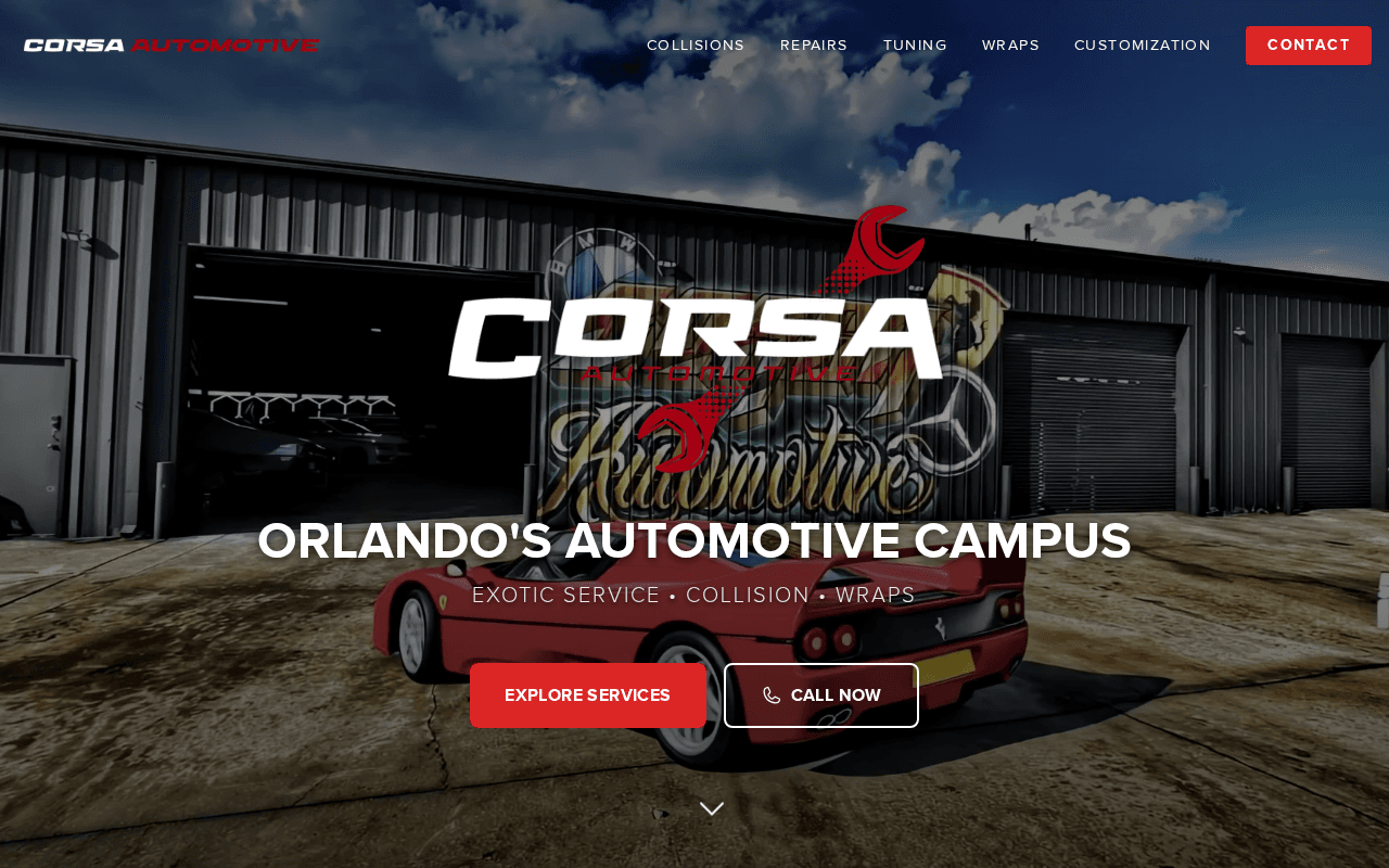Corsa Automotive website screenshot